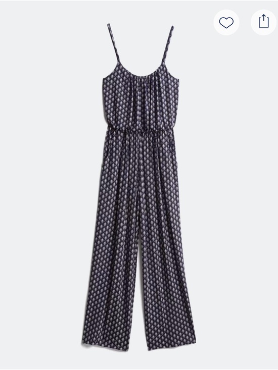 Kaileigh Pants - Kaileigh Navy & White Printed Spaghetti-Strap Jumpsuit